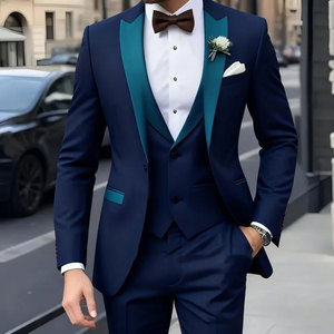 Traje de 3 Piezas para <span class=keywords><strong>Hombre</strong></span>, Blazer, Chaleco y Pantalón, Traje de Boda, Nuevo, Sólido, Corte Entallado, para Novio, Padrino de Boda, Esmoquin - Product Image 4
