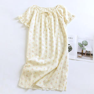 Abito <span class=keywords><strong>da</strong></span> notte 2025 floreale in raso di media lunghezza 100% <span class=keywords><strong>cotone</strong></span> a doppio strato in garza a maniche corte dolce per l'estate al ginocchio - Product Image 3