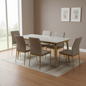Tavolo da Pranzo Homeera L180xW90xH75cm Rettangolare con Piano in Pietra Microcristallina e Gambe in Metallo, Design Moderno Minimalista, Arredamento per la Casa - Product Image 2