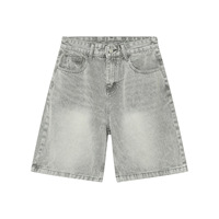 Jean short en denim délavé style skater décontracté pour homme, coupe large, effet usé, jorts baggy de créateur