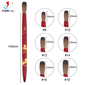 Pincel de Uñas Acrílicas 100% Pelo Kolinsky Puro con Mango Metálico Rojo, Pincel Profesional para Aplicación de Polvo Acrílico - Product Image 3