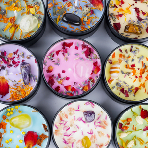 Candele di Lusso Profumate in Cera di Soia Colorata con Cristalli e Fiori Secchi in Barattolo, Regalo Aromaterapico Fatto a Mano per Arredamento Casa - Product Image 4