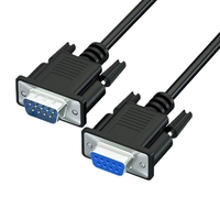 Cable Serial DB9 Negro de 1.5m/3m al por Mayor, Cable de Extensión Convertidor Serial RS232 de 9 Pines Macho a Hembra para PC/Computadora