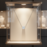 Collier en or 18 carats avec diamant de laboratoire certifié IGI 0,5 carat E VVS2, taille solitaire ronde brillante, pour un port quotidien élégant