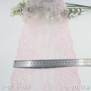 Dentelle fantaisie à motifs, 19 cm <span class=keywords><strong>de</strong></span> large, rose clair et blanc, dentelle extensible, <span class=keywords><strong>lot</strong></span> <span class=keywords><strong>de</strong></span> stock d'usine, dentelle en nylon et élasthanne pour <span class=keywords><strong>soutien</strong></span>-<span class=keywords><strong>gorge</strong></span> et sous-vêtements pour femmes - Product Image 2