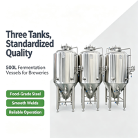 Cuve de Fermentation Conique en Acier Inoxydable 500L Unitank pour Brasserie 304 avec Chemise de Refroidissement Certifiée CIP CE