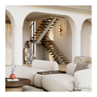 Balustrade d'escalier intérieur moderne et durable en acier et bois, avec verre trempé écologique, pour appartement et hall, modèle mono