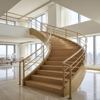 Escalier en colimaçon de luxe pour villa, marches en verre trempé sur mesure, structure métallique fermée, escalier moderne rotatif pour appartement et maison duplex