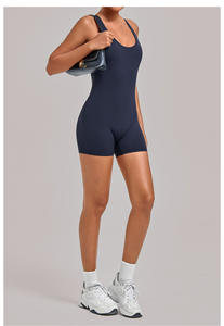 Mono deportivo de yoga para mujer, personalizado, transpirable, elástico en cuatro direcciones, que absorbe el sudor, con cuello en V, diseño de espalda cruzada, ajustado, de una pieza - Product Image 5