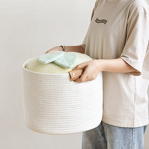 Wholesale New Style Large Cotton <b>Rope</b> Woven <b>Laundry</b> Storage <b>Basket</b> with Handles Customizable Options Available - Product Image 1