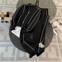 Ensemble de pulls en tricot décontractés haut de gamme, style sport et loisirs occidental avec col montant, pour le sport occidental ou un usage quotidien