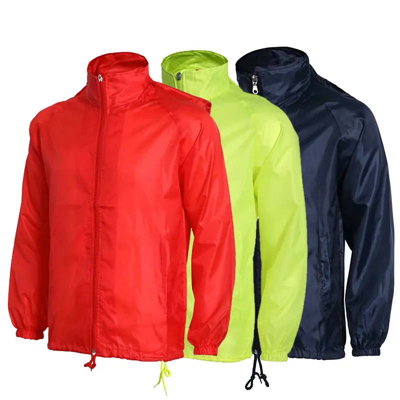 Full-Zip Lightweigh Storable Outdoor Wind Breaker With Hood Mens Windbreaker Custom Men's Rain Coat