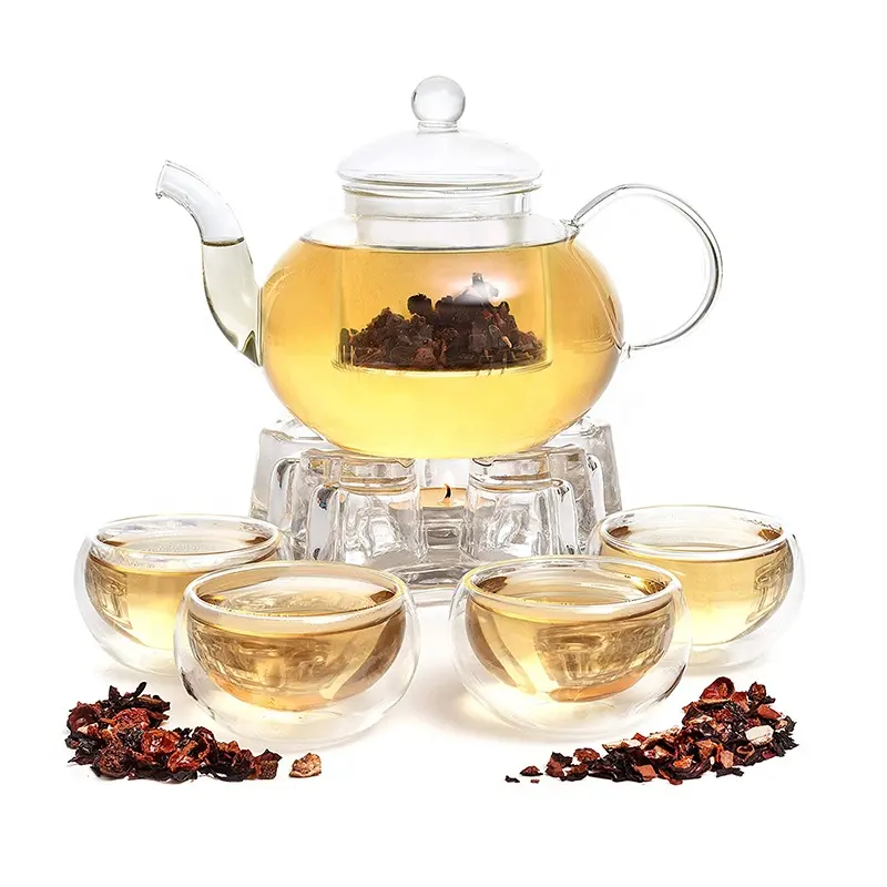 ชุดกาน้ำชาและถ้วยชาแก้วกังฟู,แก้วใสทนความร้อนทนความร้อน