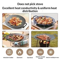 Poêle à griller en fer antiadhésive Wowo pour camping en plein air, style coréen, compatible induction domestique, poêle à gaz portable