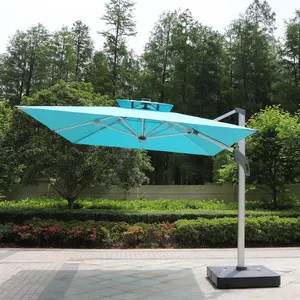 뜨거운 판매 3*4m 방수 사각 파라솔 알루미늄 파티오 우산 로마 파라솔 LED 조명과 정원을위한