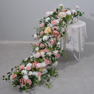 Chemin de table en fleurs de soie artificielles M-FR135 pour mariage, chemin de fleurs artificielles pour escalier, chemins de fleurs blanches pour décoration de mariage - Product Image 3