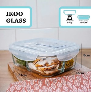 Boîte à <span class=keywords><strong>lunch</strong></span> bento <span class=keywords><strong>en</strong></span> <span class=keywords><strong>verre</strong></span> borosilicate de haute qualité, compatible micro-ondes, 3 compartiments, ensemble de rangement, conception étanche et hermétique, <span class=keywords><strong>avec</strong></span> <span class=keywords><strong>couverts</strong></span> - Product Image 2