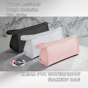 Waterproof Women's <b>Travel</b> Makeup <b>Cosmetic</b> PVC Zipper Closure Letter Pattern Transparent Logo Custom <b>Bags</b> - Product Image 2