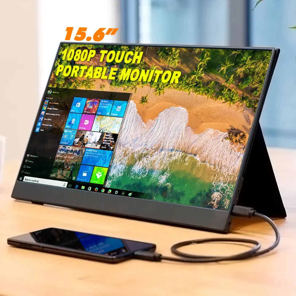 15.6 inch FHD 1080P IPS Screen Dual Speakers Type-C HD Mini Portable Monitor for Laptop PC Phone Switch PS5