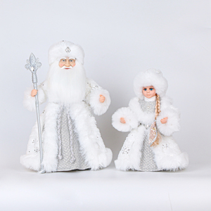 SOTE 30CM-50CM Ensemble de <span class=keywords><strong>Ded</strong></span> <span class=keywords><strong>Moroz</strong></span> et Snegurochka Jouets Électriques Blanc Noël Nouvel An Décor Musical Santa Poupées - Product Image 1