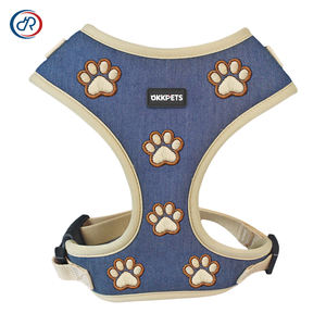Arnés de Perro Bordado de Lujo OKKPETS, Arnés de Diseño Personalizado de Mezclilla Negra con Huesos, <span class=keywords><strong>Collar</strong></span> y Correa para Perros - Product Image 2