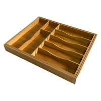 Boîte de rangement à compartiments en bambou de taille moyenne pour couverts, sans couvercle, organisateur de comptoir de cuisine moderne, pour l'exportation