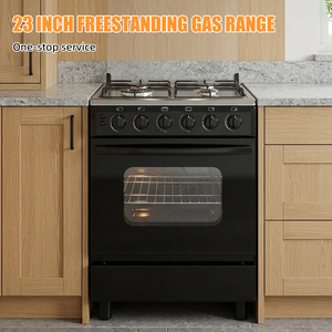 Estufa de <span class=keywords><strong>Gas</strong></span> Profesional Independiente con Horno, 4 Quemadores, Hierro, 23 Pulgadas, 10.88KW, Color Negro, Buen <span class=keywords><strong>Precio</strong></span> - Product Image 1