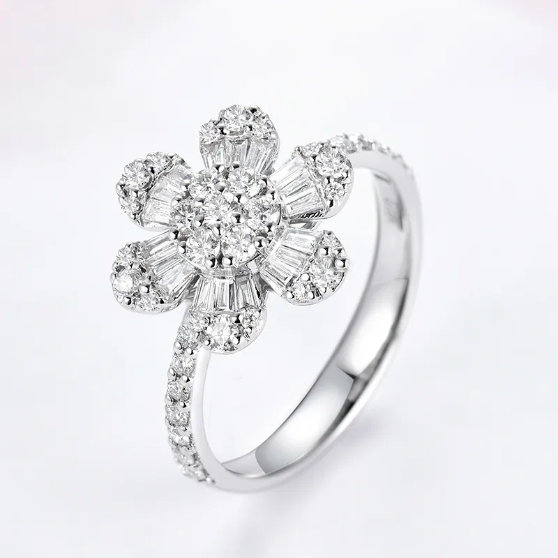 Sunstar manufacturer bling 18k gold 0.65ct diamond anniversary Small daisy ring for lady