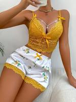 Ensemble de pyjamas en dentelle sexy, vêtements de détente et lingerie pour femmes, comprenant une camisole et un short, tendance et attrayant