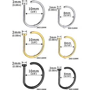 Bijou de corps tendance : Anneau de nez en titane avec décoration en forme de D ouvert, bijou de <span class=keywords><strong>piercing</strong></span> pour le nez et la <span class=keywords><strong>narine</strong></span> - Product Image 4