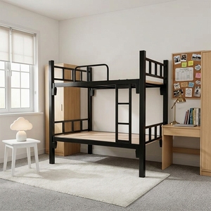 <b>Space</b> <b>Saving</b> Full Size Student Iron Bunk <b>Bed</b> Modern Double Decker Frame Eco-Friendly School Dormitory Home Storage 10-Year - Product Image 1