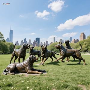 カスタム屋外シティガーデン公共装飾モダン大型ブロンズ鋳造動物犬彫刻等身大サイズロットワイラーブロンズ像 - Product Image 4