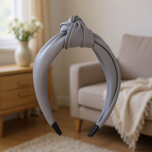Diadema de PU con nudo para mujer, banda ancha de color sólido, accesorios para el cabello a la moda, ajustable para uso diario - Product Image 2