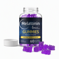 Gummies à la mélatonine 6mg saveur naturelle de baies, complément alimentaire pour favoriser le sommeil profond chez les adultes, OEM ODM Marque Privée
