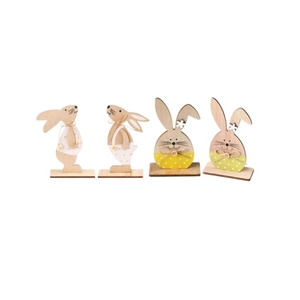 Set di 4 Coniglietti Pasquali in Legno, Decorazioni per Casa e Giardino - Product Image 1