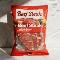 Sac d'emballage alimentaire refermable, imprimé sur mesure, recyclable, de qualité alimentaire, résistant à l'humidité, pour steak, bœuf, fruits de mer, poisson