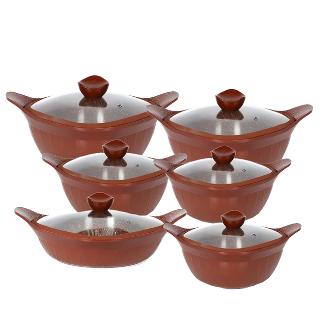12Pcs Pots and Pans Set Nonstick Cookware Sets Granite Induction Non Stick Cooking Set Frying Pans Saucepans(PFOS PFOA Free)