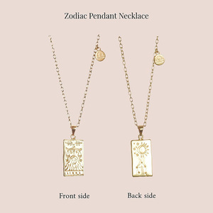 2024 <span class=keywords><strong>nuevo</strong></span> impermeable no deslustre joyería de acero inoxidable oro cuadrado signo del zodiaco Tarot tarjeta cubierta collar - Product Image 5