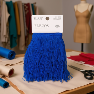 Ilan Flecosh Frange in Poliestere Blu Reale 15x200cm per Artigianato e Abbigliamento - Product Image 3