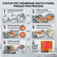 Panel de Control de Membrana con Gráficos en Relieve, Placa Frontal de Lexan PET, Panel Gráfico Personalizado para Dispositivos Electrónicos
