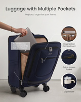 Koper LOVEVOOK Softside dengan Roda Spinner untuk Pria Wanita 22 inci, Koper Beroda dengan Kunci TSA untuk Perjalanan Bisnis