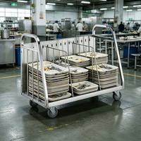Chariot de service alimentaire pour cuisine, restaurant commercial, hôtel, chariot de collecte de vaisselle sale avec séparateur réglable