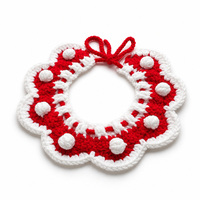 Collier de Noël pour chat et chien, tricoté au crochet, vert, avec guirlande et pompon, cache-cou chaud pour l'hiver et les fêtes