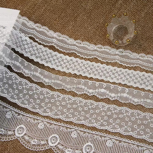 Tùy Chỉnh Nặng Thêu Biên Giới Màu Trắng Ren Vải Tulle Voile <span class=keywords><strong>Net</strong></span> Ren Tua Rìa Trim Cho Váy Cưới Phụ Kiện - Product Image 1