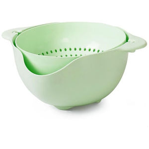 Colador de cocina de doble capa sin BPA con mango giratorio de acero inoxidable, colador de ensalada de PP de grado alimenticio con flujo de agua - Product Image 1