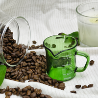 Tasse à mesurer le café et les liquides, 70 ml, verte, moderne, à double bec, résistante à la chaleur, écologique, avec poignée de barista, outils pour café et thé