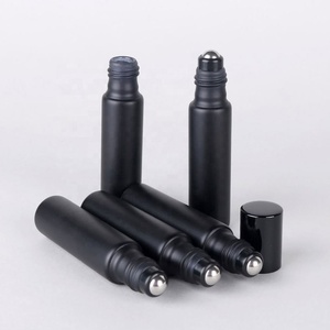 Envase de Perfume Vacío para Aceites Esenciales Cosméticos, Botella de Vidrio de 10 ml, Botella Roll-on Negra Esmerilada - Product Image 4