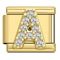 Bracelet Modulaire Italien Doré avec Breloques en Cristal et 26 Initiales, Maillons Amovibles, Bijoux DIY