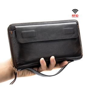 Cartera de Mano de Cuero Genuino Suave para Hombre, con Bloqueo RFID, Ligera, con Cierre, Estilo Moderno, para Negocios - Product Image 1