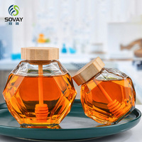 Pot en verre carré vide pour miel, confiture, conserve, contenant alimentaire, avec couvercles en métal à visser, noir ou doré, disponible en tailles 200 ml et 380 ml